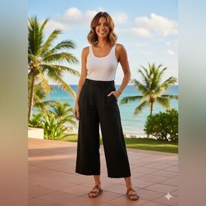 Elegant Black Wide-Leg Women's Pants
